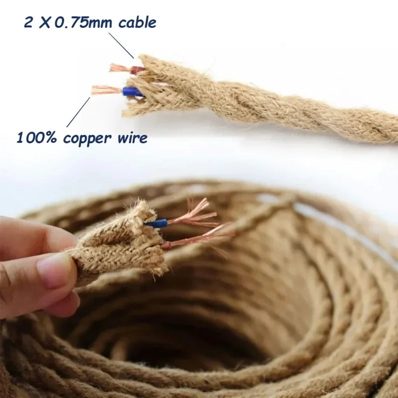 E27E26 Pendant Light Accessories with Hemp Rope Switch Plug Household Removable Small Table Lamp Simple Hemp Rope Lamps 4.5M