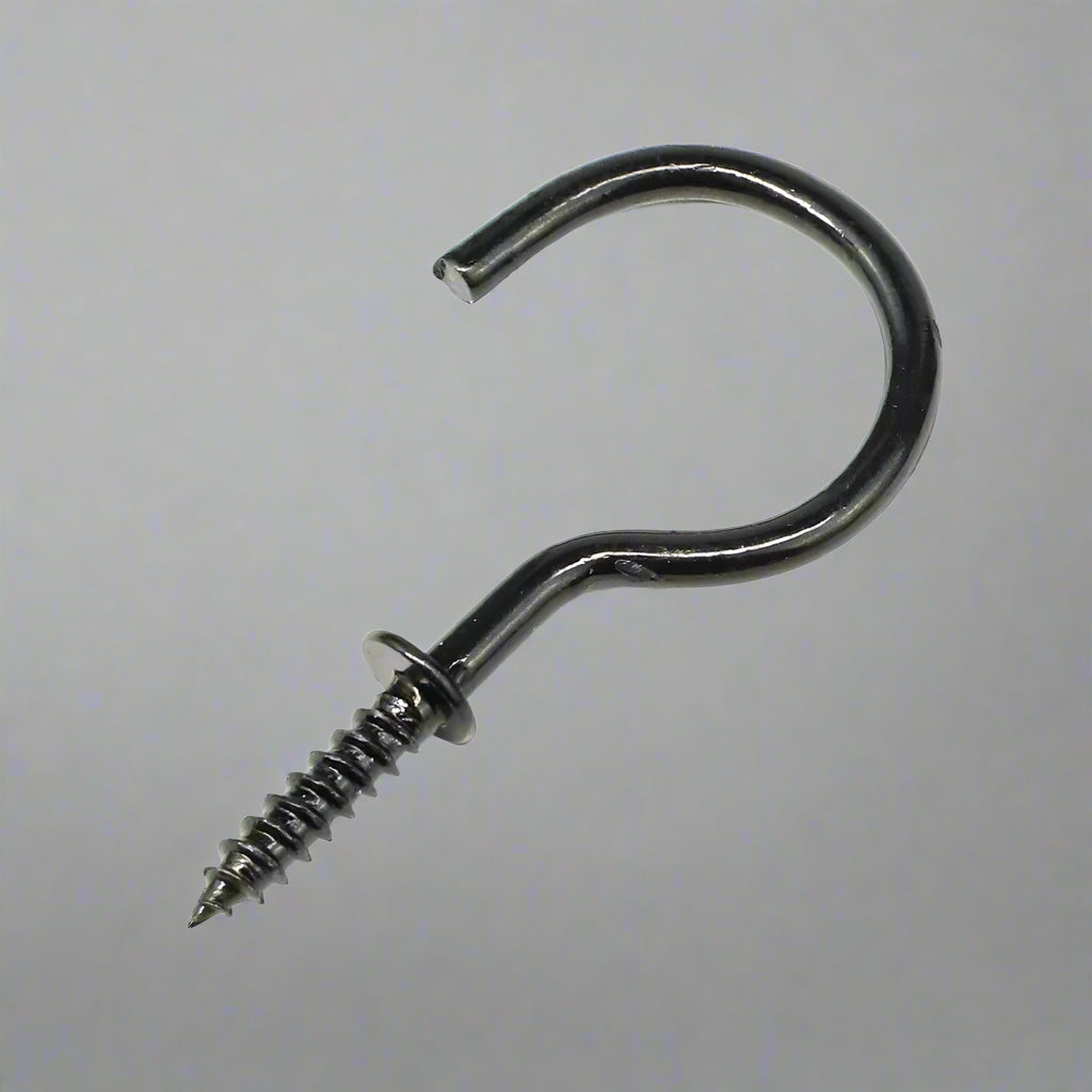 10 Black Heavy Duty Metal Screw Hook Set